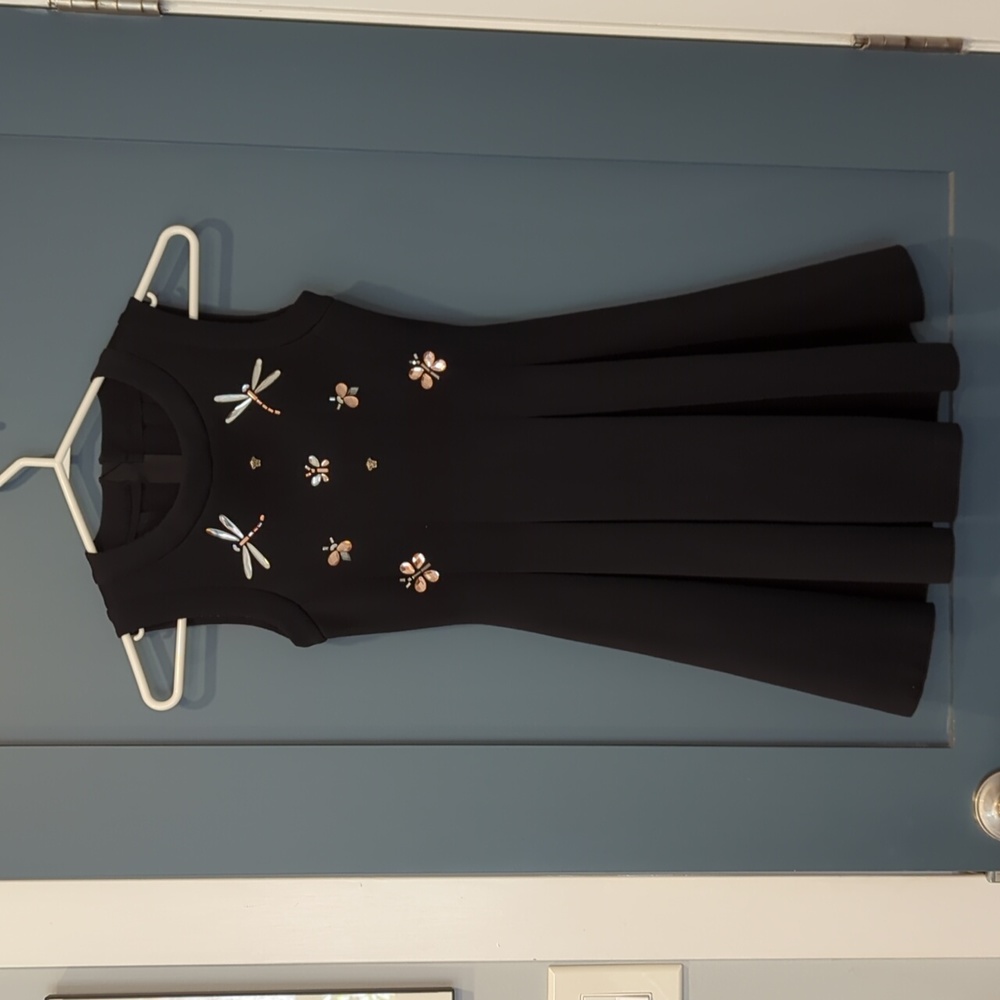 Black bejeweled Versace Kids dress, size 7-8